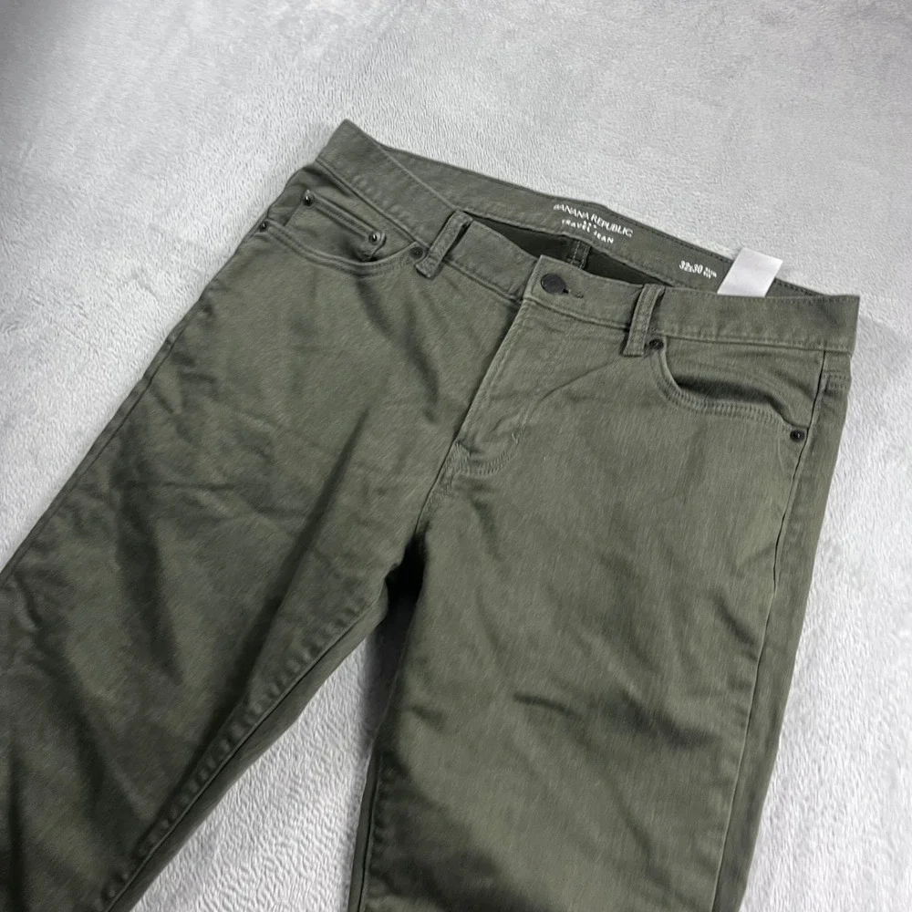 Banana Republic Travel Jean Mens 32x30 Slim Fit Olive Green 5-Pocket Pants
